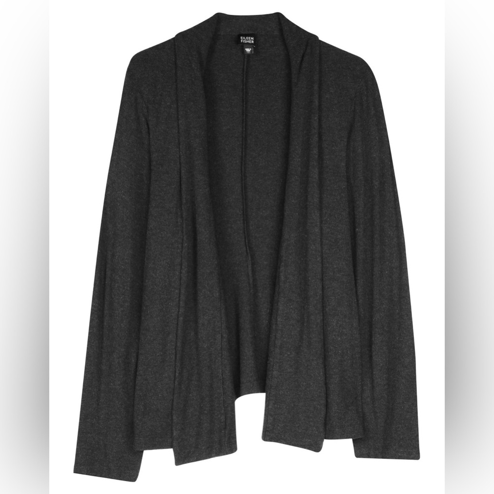 Eileen Fisher Cardigan Sweater Petite Size PM Brown Open Front 100% Viscose - Picture 2 of 14